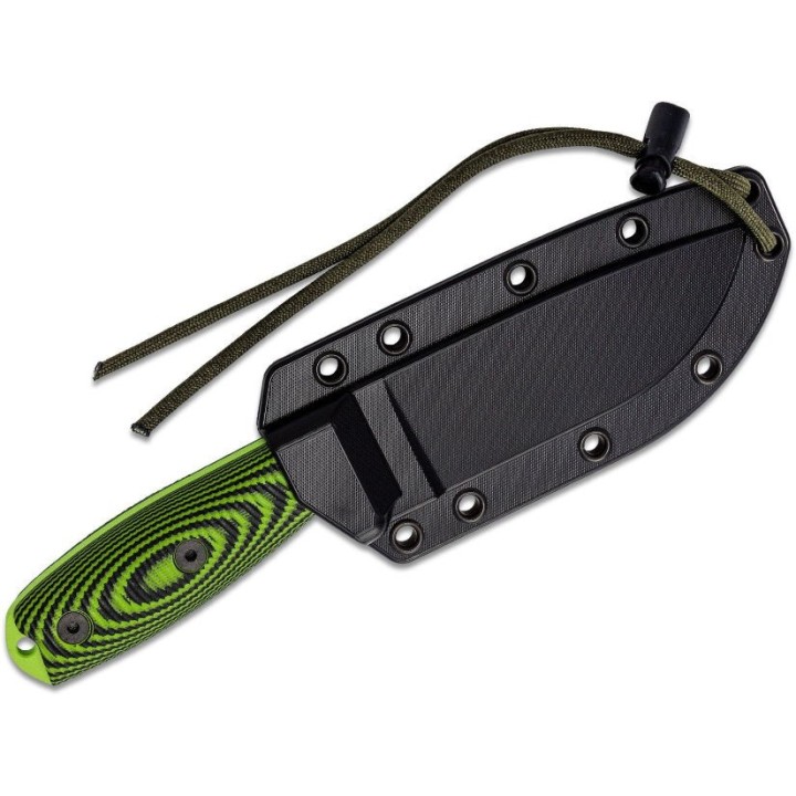 Couteau ESEE Esee-4 Venon Green Manche Neon/Black G10 Acier Carbone 1095 Etui Plastic USA ES4PVG007 - Livraison Gratuite