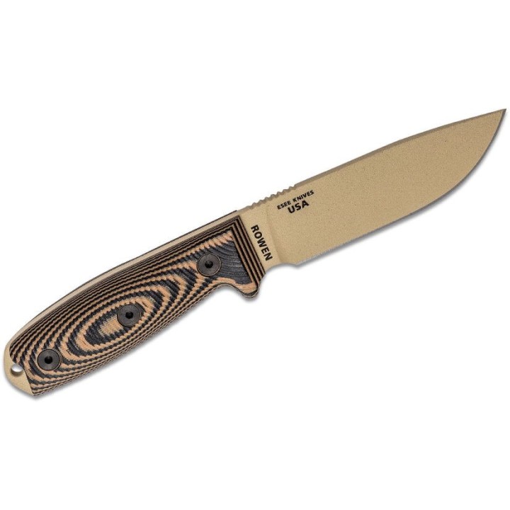 Couteau ESEE Esee-4 Desert Tan Coyote Brown/Black G10 Acier Carbone 1095 Etui Plastic USA ES4PDT005 - Livraison Gratuite