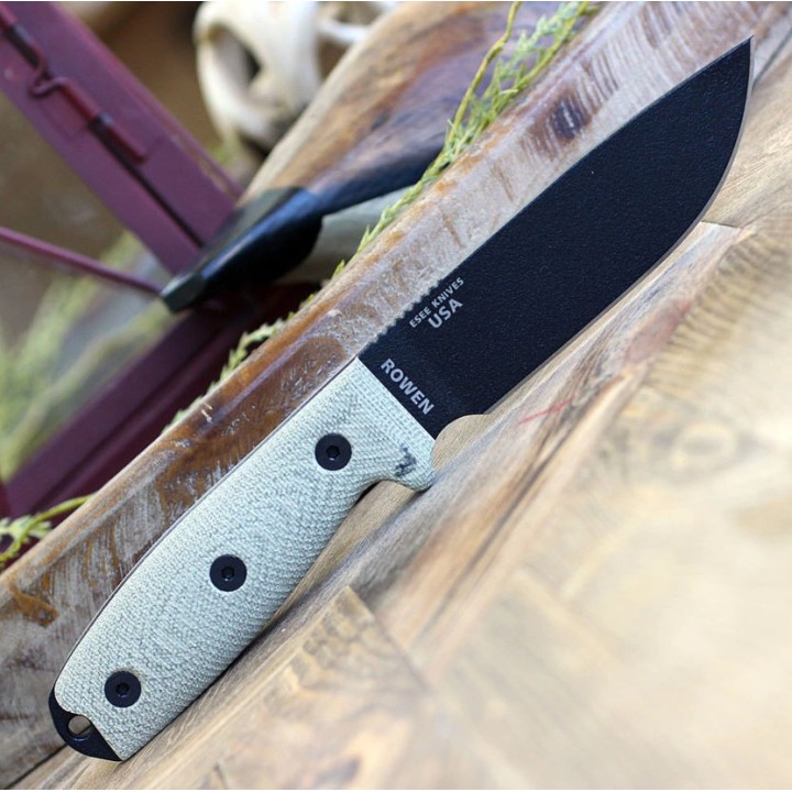 Couteau ESEE Esee-4 Green Micarta Lame Acier Carbone 1095 Etui Plastic USA ES4PB017 - Livraison Gratuite