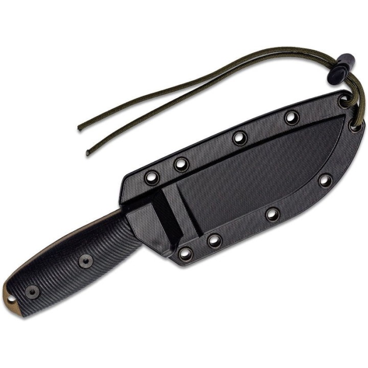 Couteau ESEE Esee-4 Dark Earth Manche G10 Lame Acier Carbone 1095 Etui Plastic USA ES4PDE001 - Livraison Gratuite