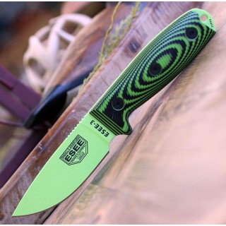 Couteau ESEE Esee-3 Venom Manche Green/Black G10 Acier Carbone 1095 Etui Plastique Made USA ES3PMVG007 - Livraison Gratuite