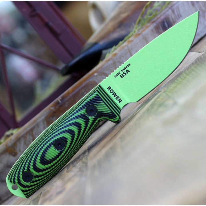 Couteau ESEE Esee-3 Venom Manche Green/Black G10 Acier Carbone 1095 Etui Plastique Made USA ES3PMVG007 - Livraison Gratuite