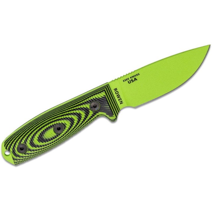 Couteau ESEE Esee-3 Venom Manche Green/Black G10 Acier Carbone 1095 Etui Plastique Made USA ES3PMVG007 - Livraison Gratuite