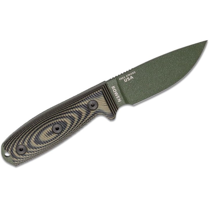 Couteau ESEE Esee-3 Od Green Manche Green/Black G10 Acier Carbone 1095 Etui Plastique Made USA ES3PMOD003 - Livraison Gratuite