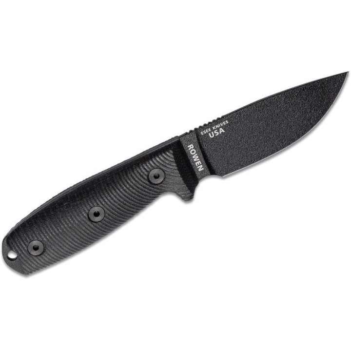 Couteau ESEE Esee-3 Black Manche Black G10 Acier Carbone 1095 Etui Plastique Made USA ES3PMB001 - Livraison Gratuite