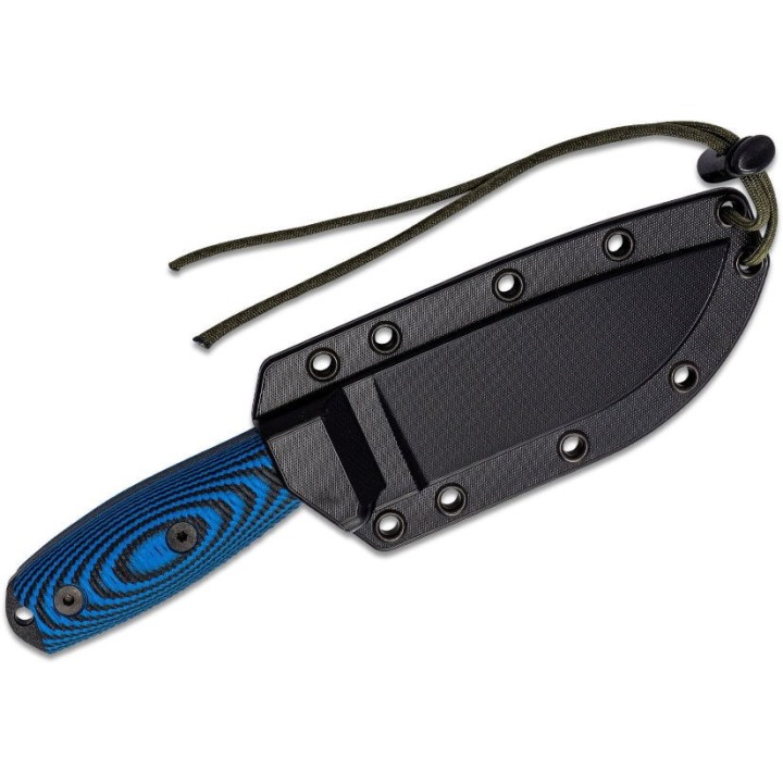 Couteau ESEE Esee-4 Black Manche Blue/Black G10 Acier Carbone 1095 Etui Plastic USA ES4PB008 - Livraison Gratuite