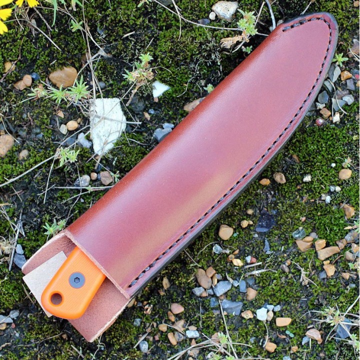 Couteau ESEE Ashley Game Orange Manche G10 Acier Carbone 1095 Etui Cuir Made USA ESAGKOR - Livraison Gratuite