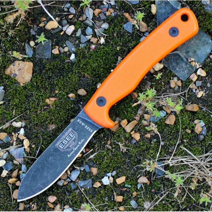 Couteau ESEE Ashley Game Orange Manche G10 Acier Carbone 1095 Etui Cuir Made USA ESAGKOR - Livraison Gratuite
