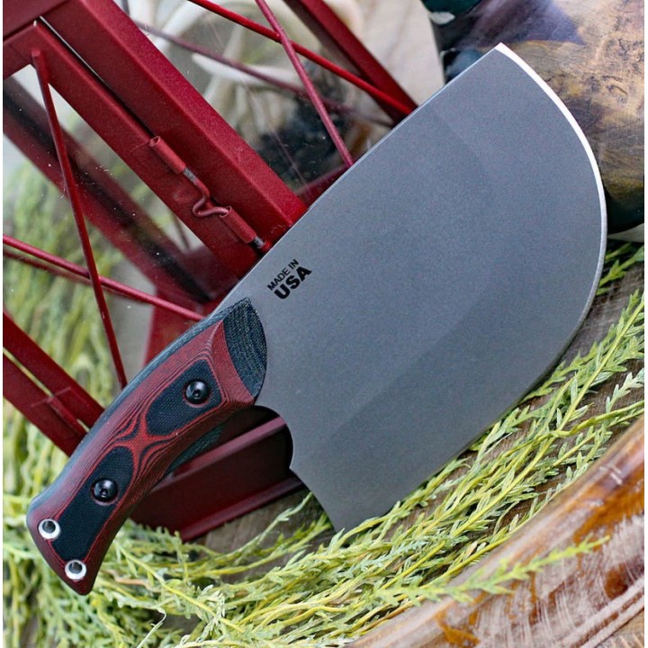 Couteau Couperet TOPS XXX Dicer Acier 440C Manche Red/Black G10 Etui Kydex Made USA TPDCRX01 - Livraison Gratuite