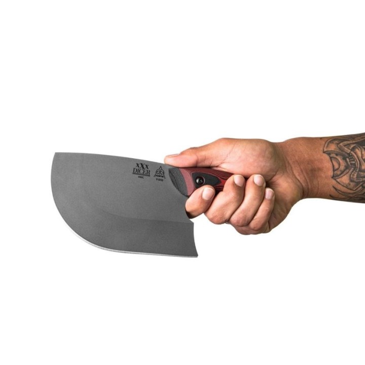 Couteau Couperet TOPS XXX Dicer Acier 440C Manche Red/Black G10 Etui Kydex Made USA TPDCRX01 - Livraison Gratuite