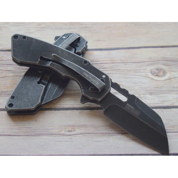 Couteau Tactical Tac Force A/O Lame Acier 3Cr13 Manche Aluminium Framelock Clip TF967W - Livraison Gratuite