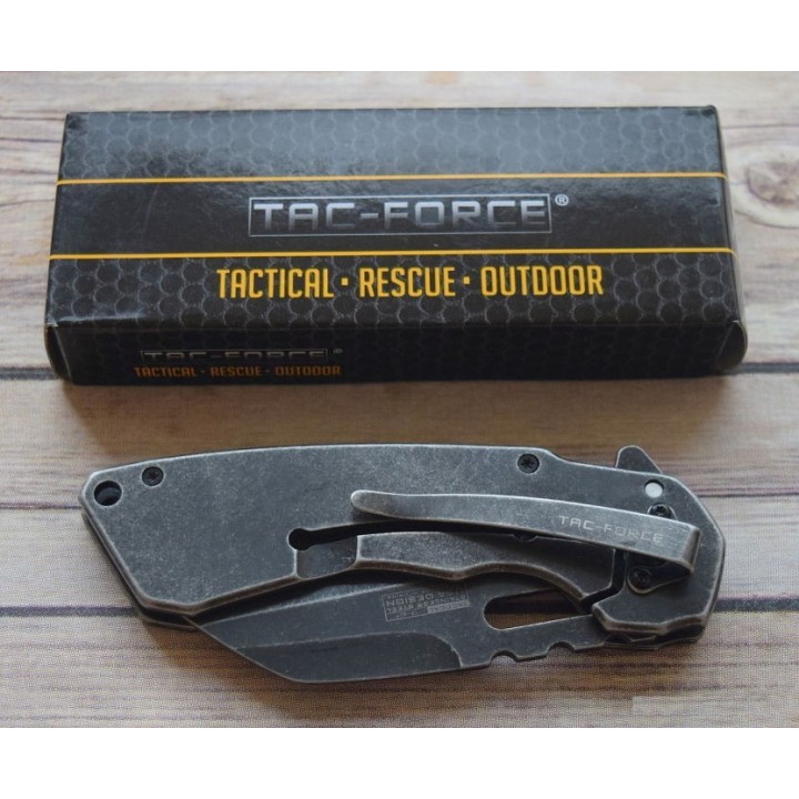Couteau Tactical Tac Force A/O Lame Acier 3Cr13 Manche Aluminium Framelock Clip TF967W - Livraison Gratuite
