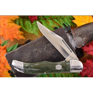 RR1994 Couteau Rough Rider Folding Hunter Green 440 Blade Green Micarta Handle - Livraison Gratuite