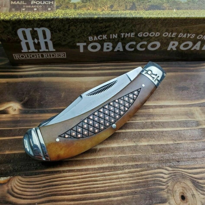Couteau Canif Rough Rider Tobacco Road 2 Lames Acier 440 Manche Os RR1892 - Livraison Gratuite