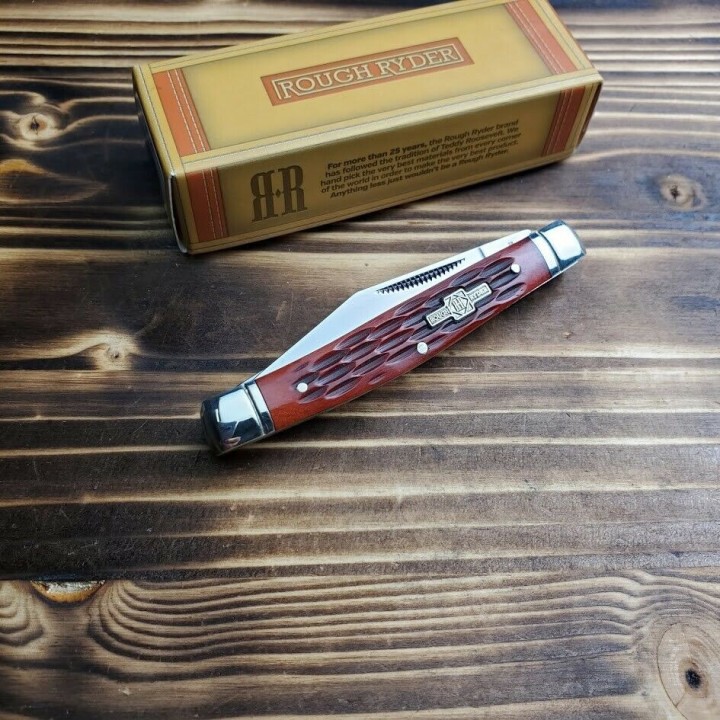 Couteau Rough Rider Stockman Red Bone Manche Os 3 Lames Acier 440 RR291 - Livraison Gratuite
