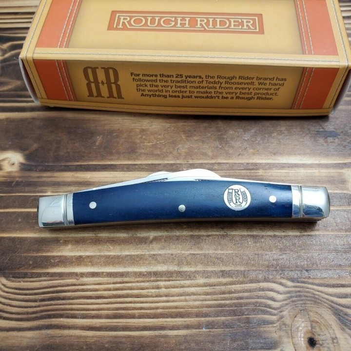 Couteau Rough Rider Whittler Blue Smooth Bone Manche Os Lames Acier 440 RR1950 - Livraison Gratuite