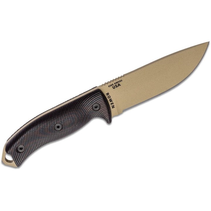 Couteau ESEE Esee-5 Desert Tan Manche Black G10 Acier Carbone 1095 Etui Kydex USA ES5PDT004 - Livraison Gratuite