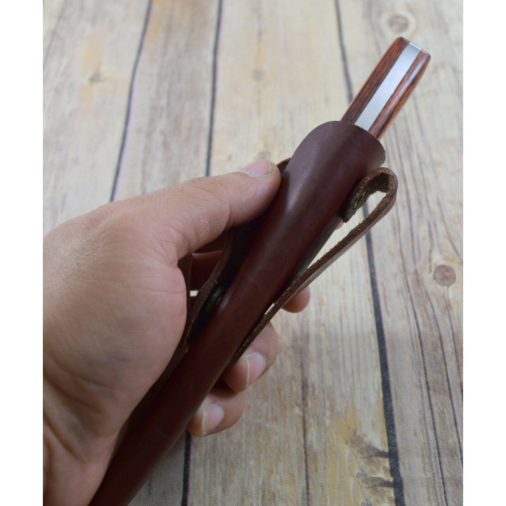 Couteau Fabrication Artisanale Avec Une Lime Manche Bois Etui Cuir SM0023 - Livraison Gratuite