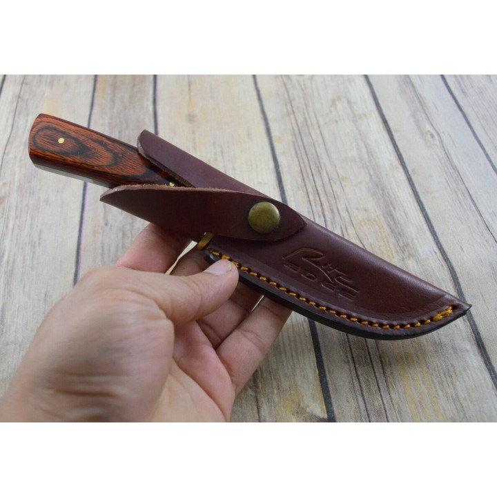 Couteau Fabrication Artisanale Avec Une Lime Manche Bois Etui Cuir SM0023 - Livraison Gratuite