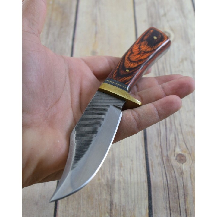 Couteau Fabrication Artisanale Avec Une Lime Manche Bois Etui Cuir SM0023 - Livraison Gratuite