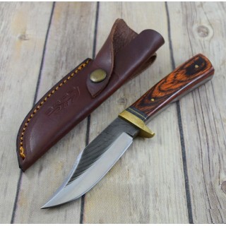 Couteau Fabrication Artisanale Avec Une Lime Manche Bois Etui Cuir SM0023 - Livraison Gratuite