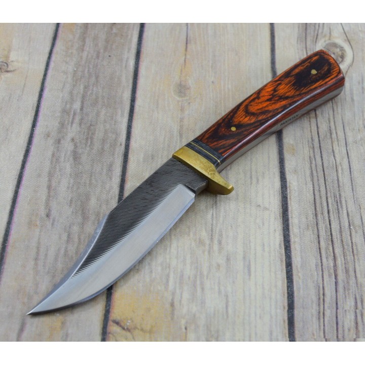 Couteau Fabrication Artisanale Avec Une Lime Manche Bois Etui Cuir SM0023 - Livraison Gratuite