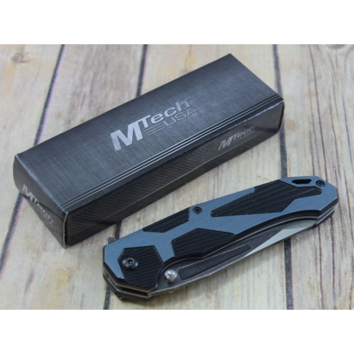 Couteau Tactical Urban Tanto A/O Blue Lame Acier 3Cr13 Manche Aluminium Mtech MTA1146GBK - Livraison Gratuite