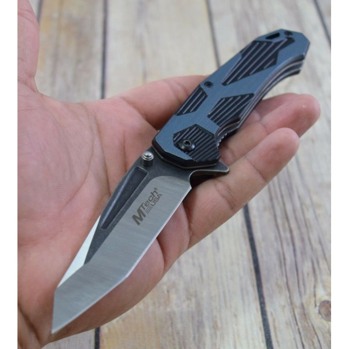 Couteau Tactical Urban Tanto A/O Blue Lame Acier 3Cr13 Manche Aluminium Mtech MTA1146GBK - Livraison Gratuite