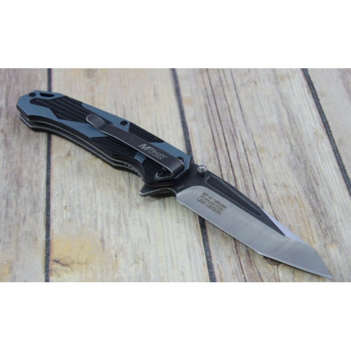 Couteau Tactical Urban Tanto A/O Blue Lame Acier 3Cr13 Manche Aluminium Mtech MTA1146GBK - Livraison Gratuite