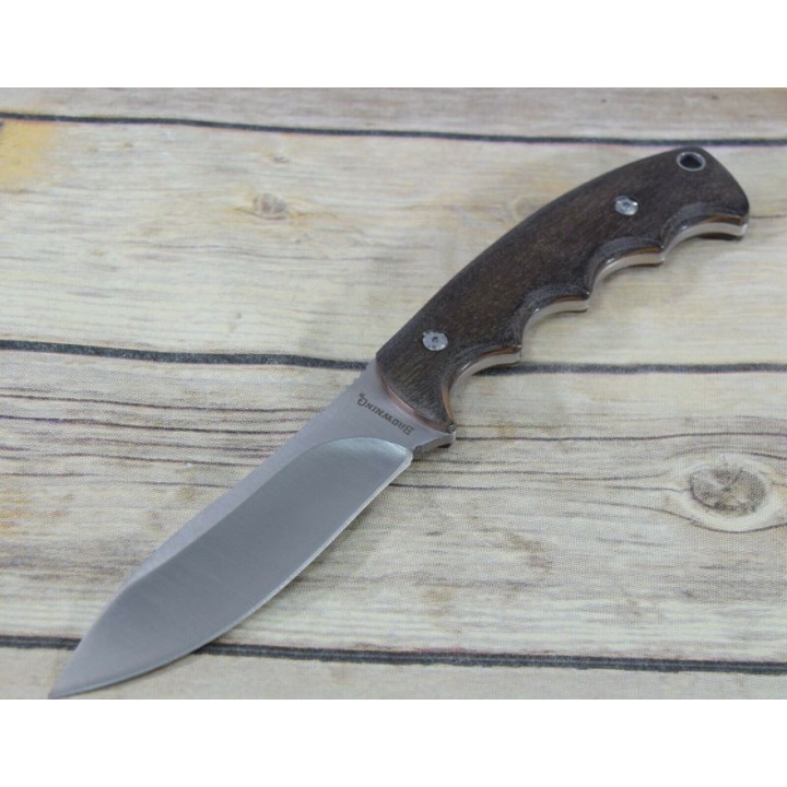 Couteau de Survie Chasse Browning Lame Acier Inox Manche Bois Etui Nylon BR0214 - Livraison Gratuite