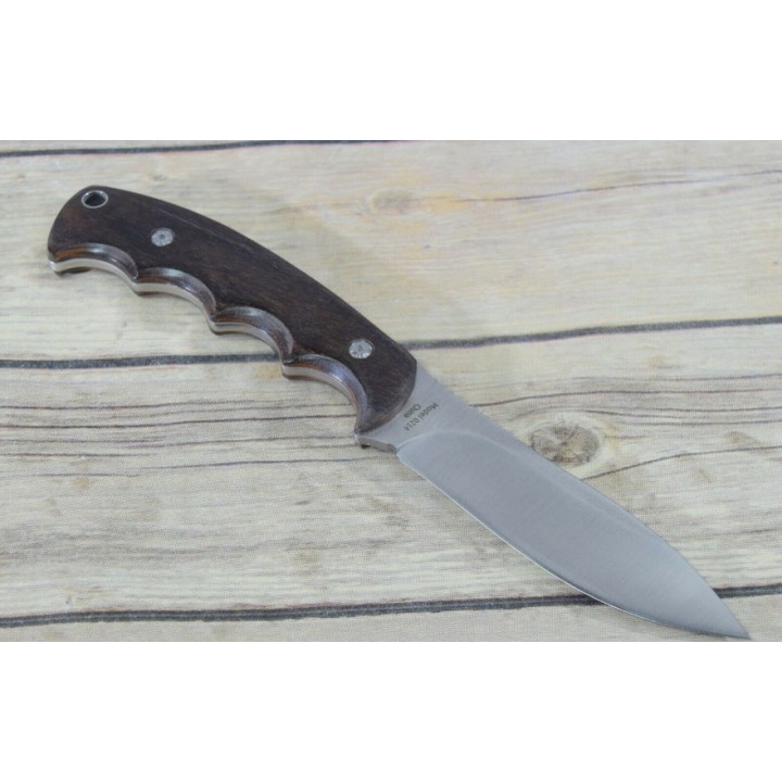 Couteau de Survie Chasse Browning Lame Acier Inox Manche Bois Etui Nylon BR0214 - Livraison Gratuite