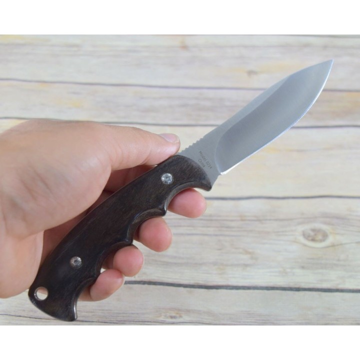 Couteau de Survie Chasse Browning Lame Acier Inox Manche Bois Etui Nylon BR0214 - Livraison Gratuite