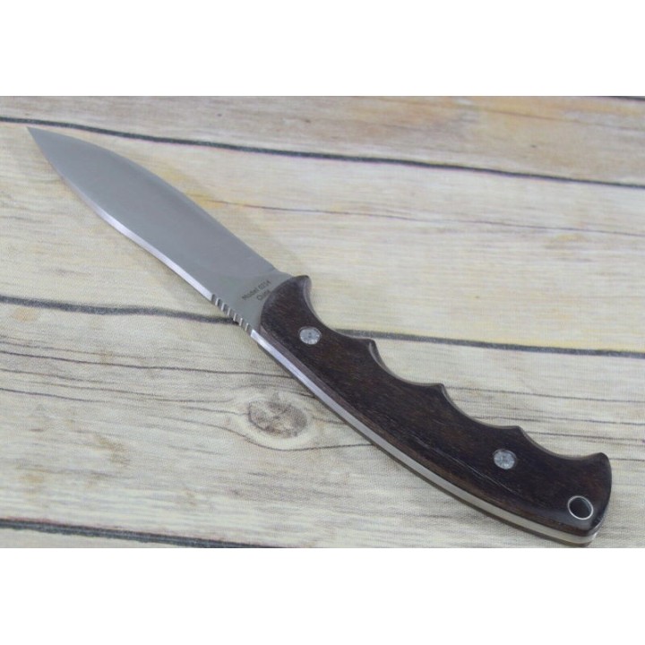 Couteau de Survie Chasse Browning Lame Acier Inox Manche Bois Etui Nylon BR0214 - Livraison Gratuite