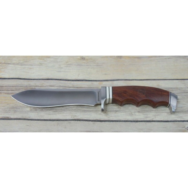 Couteau de Chasse Survie Browning Red Sandalwood Handle Lame Acier Inox Etui Nylon BR0157 - Livraison gratuite