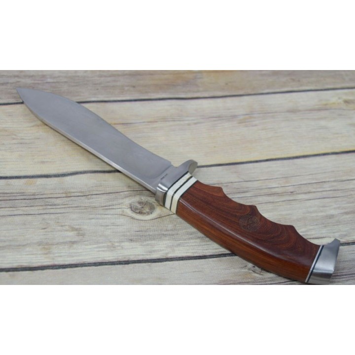 Couteau de Chasse Survie Browning Red Sandalwood Handle Lame Acier Inox Etui Nylon BR0157 - Livraison gratuite