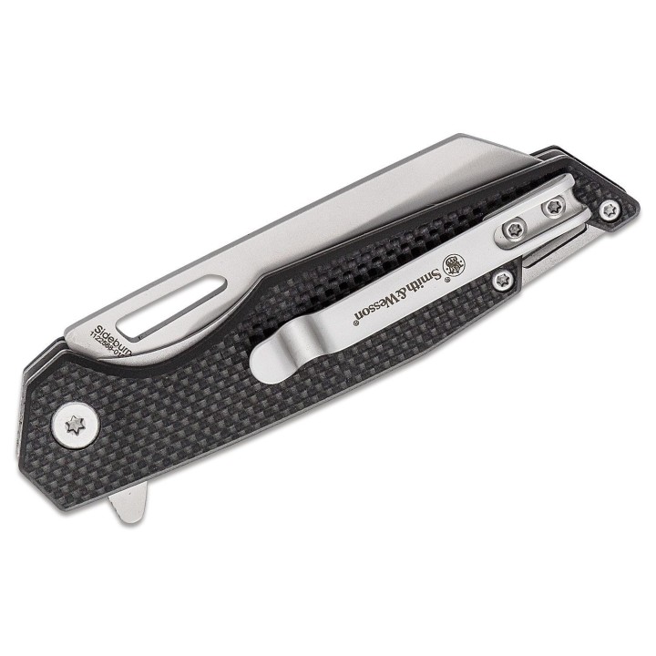 Couteau Smith&Wesson Sideburn Lame Acir 8Cr13MoV Manche G10 Linerlock Clip SW1122568 - Livraison Gratuite
