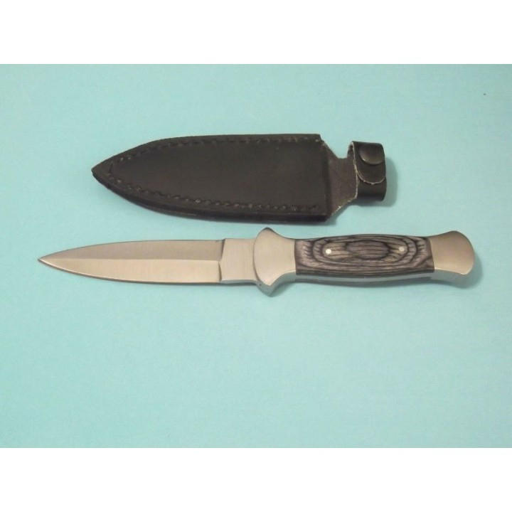 Lot de 3 Couteau De Botte Dague Lame Acier Inox Manche Bois Etui Simili Cuir PA3403 - Livraison Gratuite
