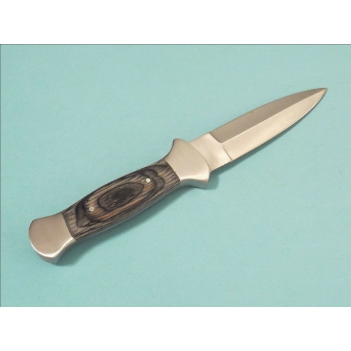 Lot de 3 Couteau De Botte Dague Lame Acier Inox Manche Bois Etui Simili Cuir PA3403 - Livraison Gratuite