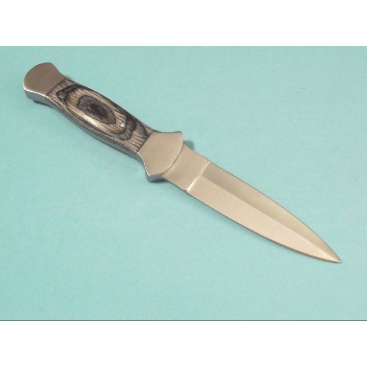 Lot de 3 Couteau De Botte Dague Lame Acier Inox Manche Bois Etui Simili Cuir PA3403 - Livraison Gratuite