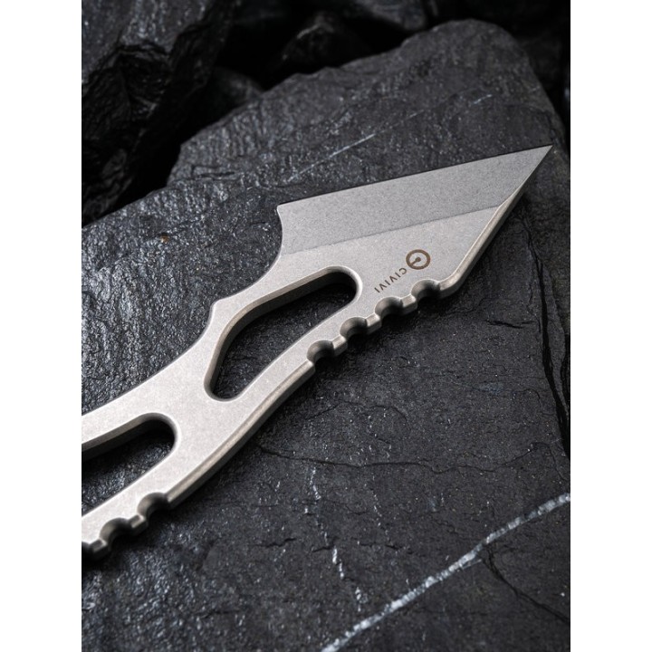 Couteau Civivi Kiri EDC Gray Lame Acier 9Cr18MoV Manche Acier Etui Kydex CIVC2001A - Livraison Gratuite