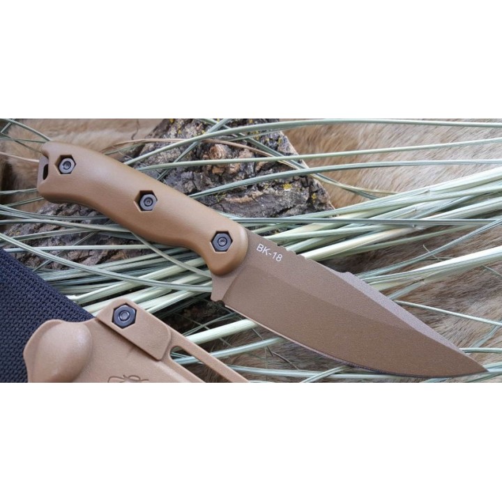 Couteau KA-BAR Becker Harpoon Lame Acier Carbone 1095 Manche Tan Zytel Etui Polymère Made USA BKR18 - Livraison Gratuite