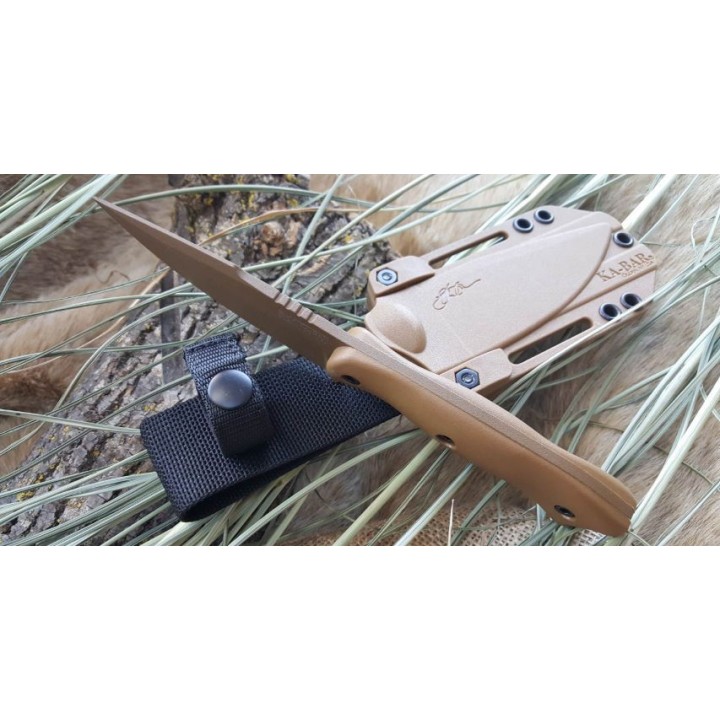 Couteau KA-BAR Becker Harpoon Lame Acier Carbone 1095 Manche Tan Zytel Etui Polymère Made USA BKR18 - Livraison Gratuite