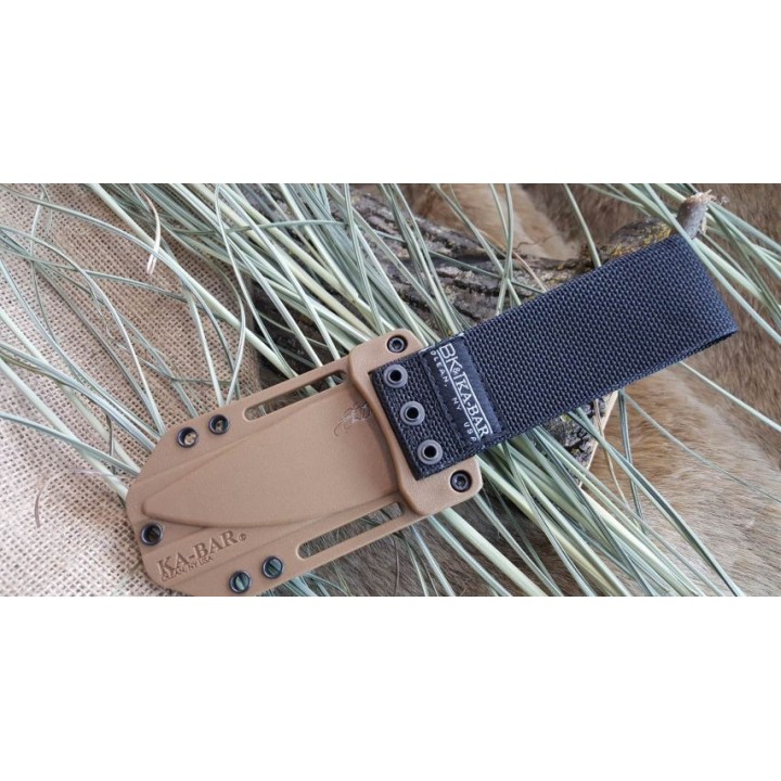 Couteau KA-BAR Becker Harpoon Lame Acier Carbone 1095 Manche Tan Zytel Etui Polymère Made USA BKR18 - Livraison Gratuite
