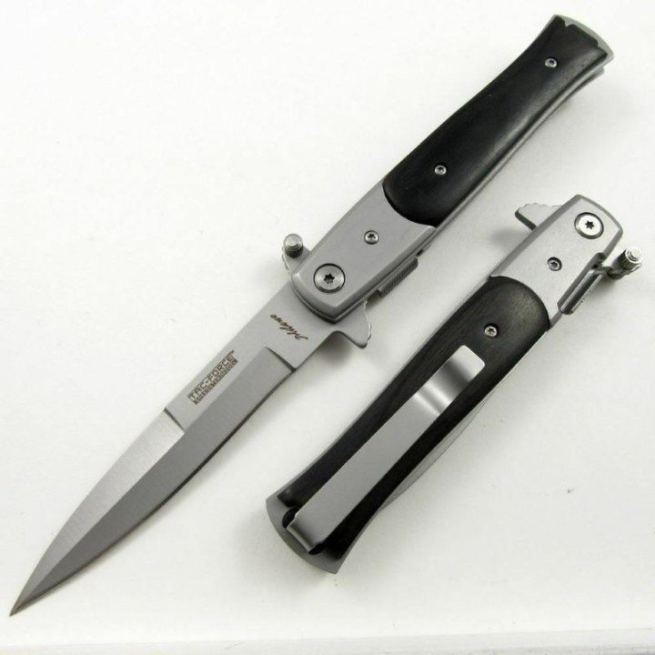 Lot de 2 Couteau Mafia Milano Tac Force A/O Lame Acier Inox Manche Bois Linerlock Clip TF428BW - Livraison Gratuite