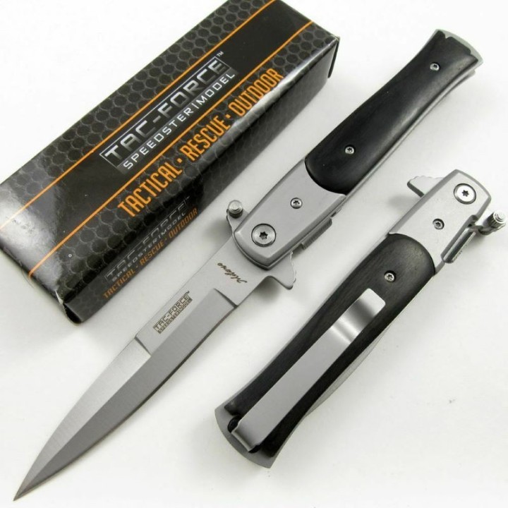 Lot de 2 Couteau Mafia Milano Tac Force A/O Lame Acier Inox Manche Bois Linerlock Clip TF428BW - Livraison Gratuite