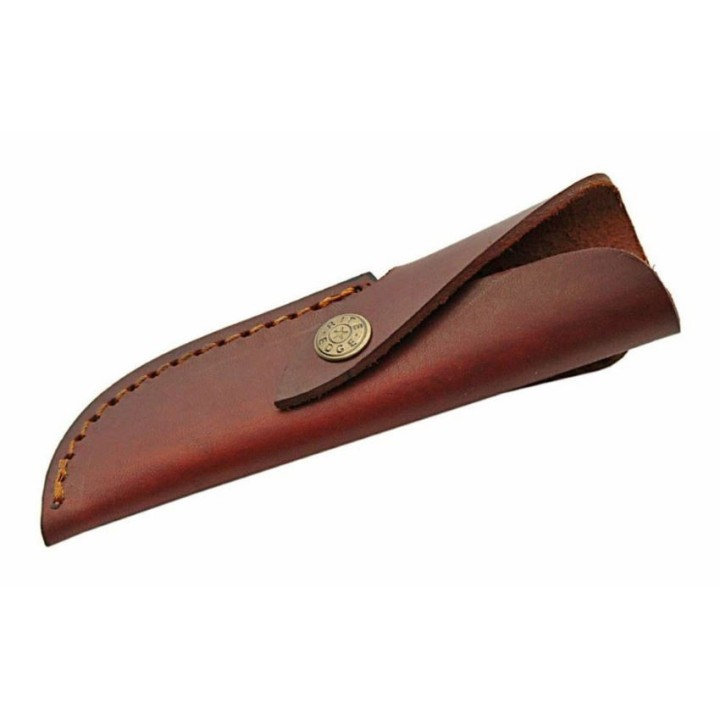 Couteau de Chasse Skinner Lame Acier Inox Manche Os Etui Cuir PA8004BR - Livraison Gratuite