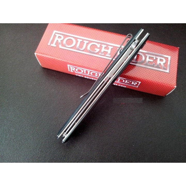 Couteau Stiletto Lame Acier Titane Manche Aluminium Linerlock Clip Rough Rider RR1858 - Livraison Gratuite