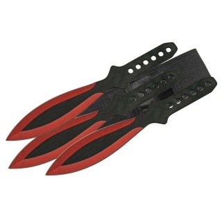 Lot de 6 Couteaux de Lancer Red Throwing Knife Set 6 Pcs Acier Inox Etui Nylon CN211415RD - Livraison Gratuite