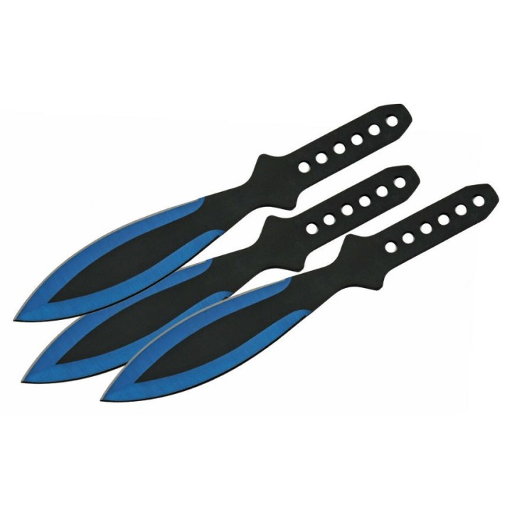 Lot de 6 Couteaux de Lancer Bleu Throwing Knife Set 6 Pcs Acier Inox Etui Nylon CN211415BL - Livraison Gratuite