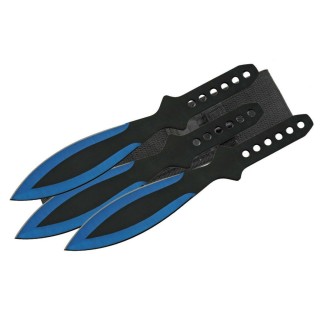 Lot de 6 Couteaux de Lancer Bleu Throwing Knife Set 6 Pcs Acier Inox Etui Nylon CN211415BL - Livraison Gratuite